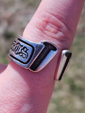 Chrome Hearts 925 Sterling Silver Scroll Men's Band Ring 10mm Wide Size 9.5 